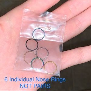 NEW! 6 Nose, Cartilage Rings 20G Stainless Steel